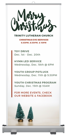 Custom Christmas Schedule Retractable Banner