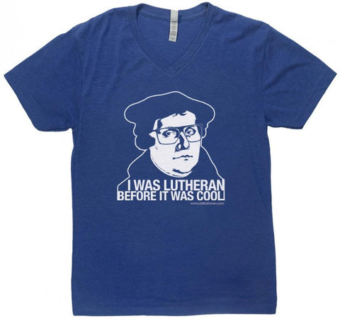 Hipster Lutheran V-Neck T-Shirt (Multiple Colors)