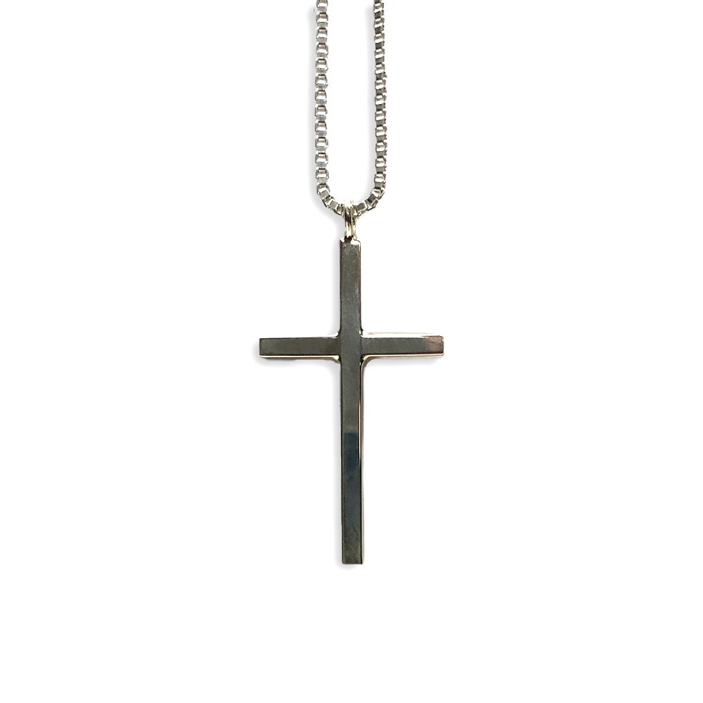 Large Sterling Silver Cross Necklace - Main Image
