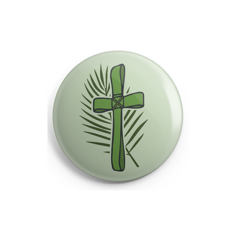 Palm Branch Cross Button - 1 Inch