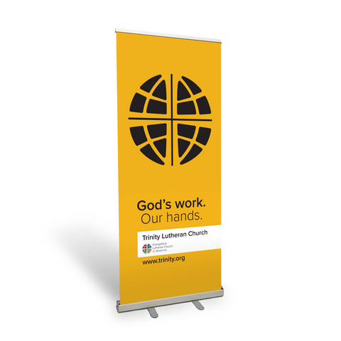 God's Work. Our Hands. Vertical Banner