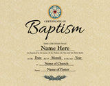 Custom Baptism Certificate