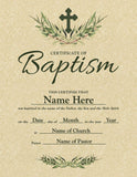 Custom Baptism Certificate