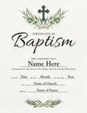 Custom Baptism Certificate