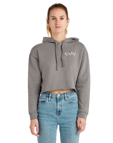 God is Greater than the Highs and Lows Crop Hood Sweatshirt (The Store)