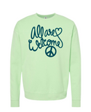 All are Welcome Peace Sign Crewneck Sweatshirt