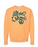 All are Welcome Peace Sign Crewneck Sweatshirt