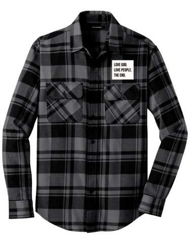 Love God. Love People. The End. Mens Port Authority Patch Flannel