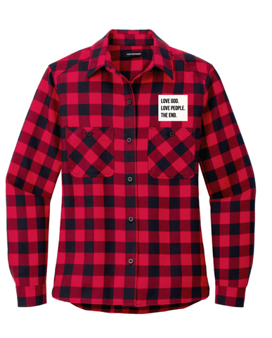 Love God. Love People. The End. Women's Port Authority Flannel Shirt