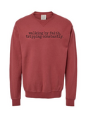 Walking by Faith, Tripping Constantly Crewneck Sweatshirt