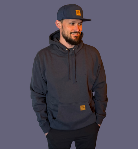 Love God. Love People. The End. Leather Patch Hooded Sweatshirt