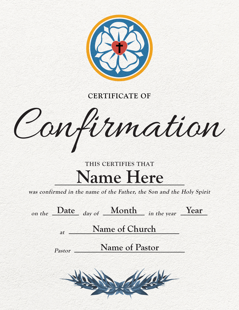 Custom Confirmation Certificate OldLutheran Custom Confirmation Certificate OldLutheran