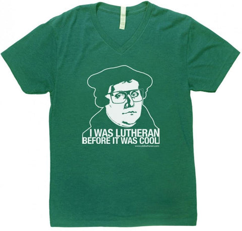 Hipster Lutheran V-Neck T-Shirt (Multiple Colors)