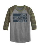 Love Makes a Family Raglan - Plain Font (Multiple Colors)
