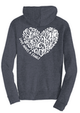 Love Makes a Family Full-Zip Hooded Sweatshirt - Heart Design (Adult and Youth Sizes)
