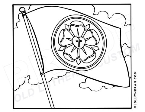 Luther Rose Flag Coloring Sheet - Digital Download