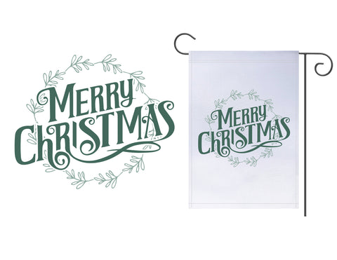 Merry Christmas Wreath Garden Flag