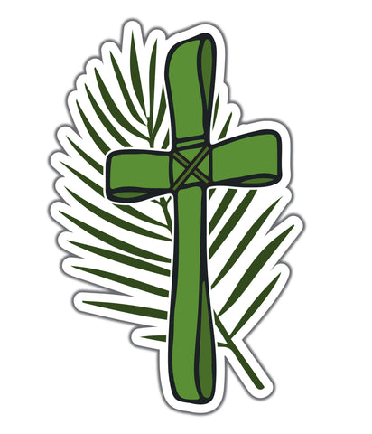 Palm Branch Cross Sticker