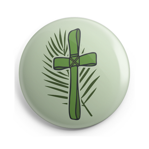 Palm Branch Cross Button - 2.25 Inches