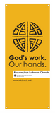 God's Work. Our Hands. Vertical Banner