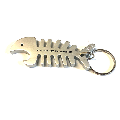 Rod and Staff Silver Fish Keychain/Bottle Opener